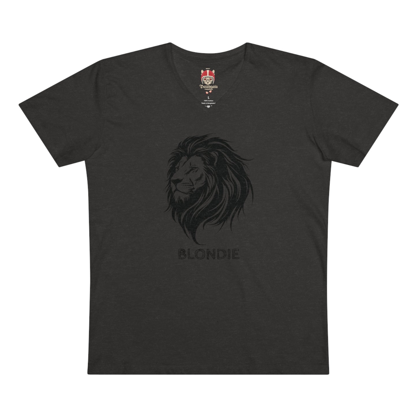 Men's V-Neck T-Shirt - Bold Lion Design "BLONDIE" - Perfect for Casual Wear and Gifts