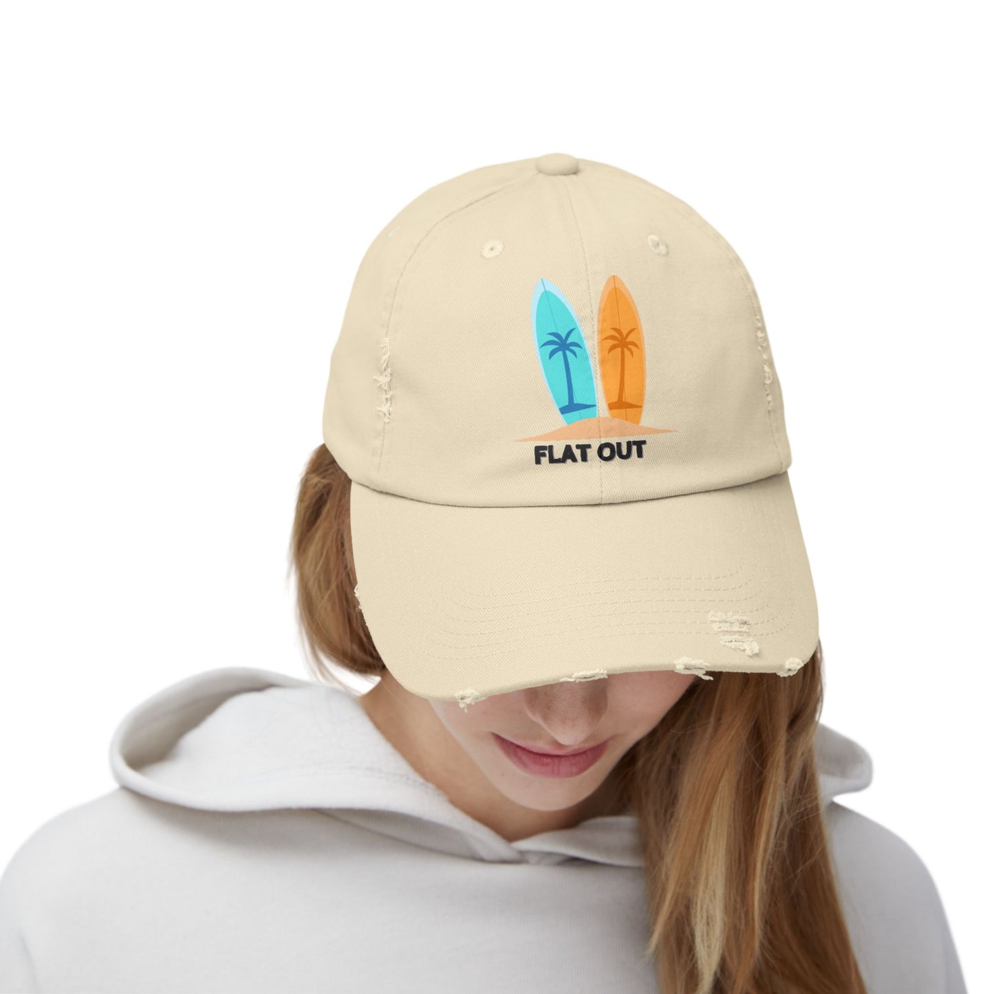 FLAT OUT - Unisex Distressed Cap